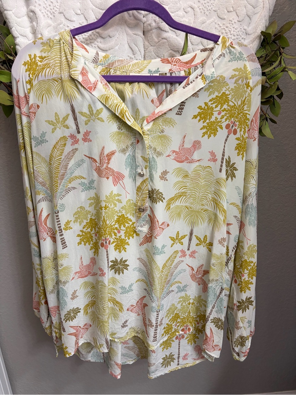 Spartina 449 Women's Tropical Print St. Augustine Bird Palm shirt